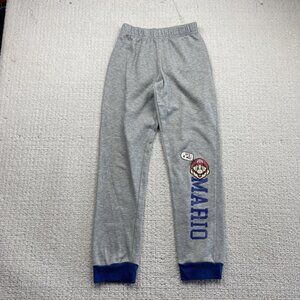 Nintendo Super Mario Bros. Youth Sz L 10-12 Jogger Sweatpants Gray Video Game